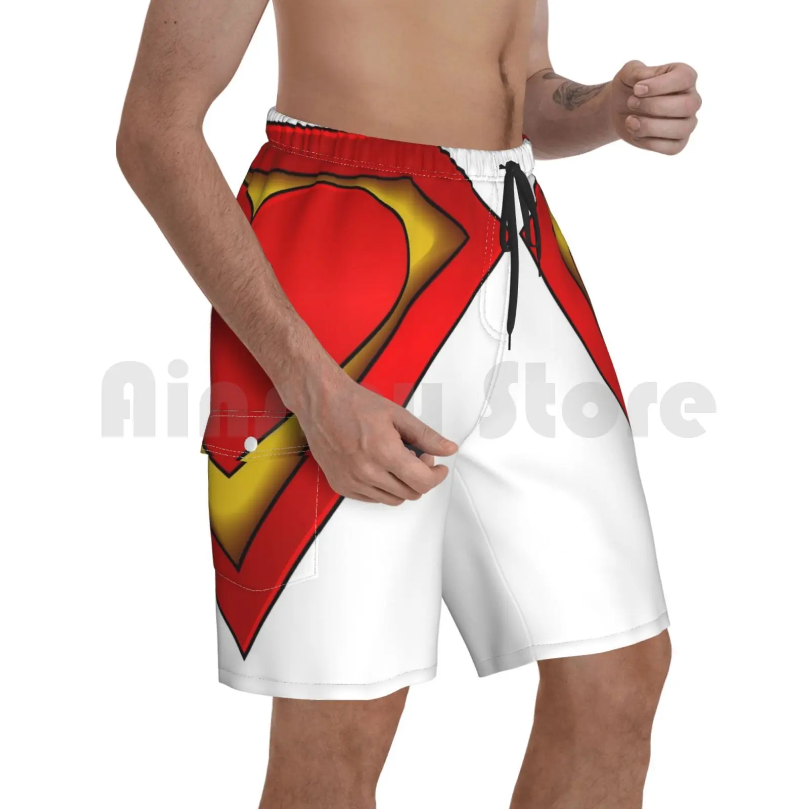 

Beach Shorts Superhero With Heart Hero Movie Superhero Heart Love People