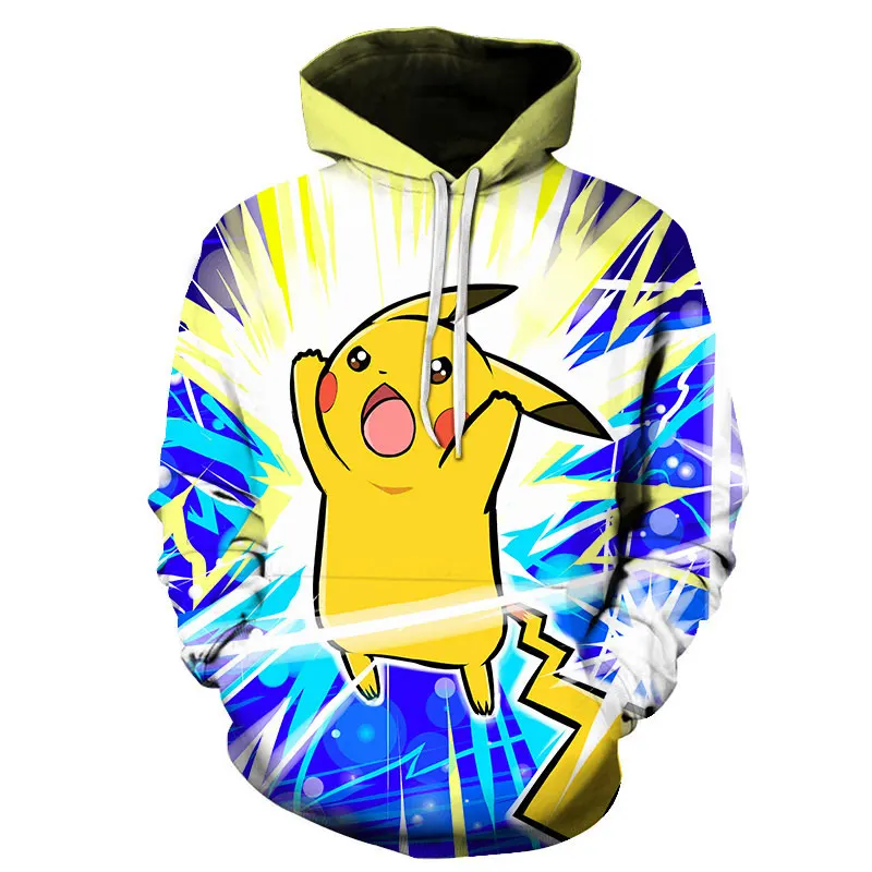 Толстовка с 3d принтом Пикачу для мужчин и женщин толстовка покемона Забавные