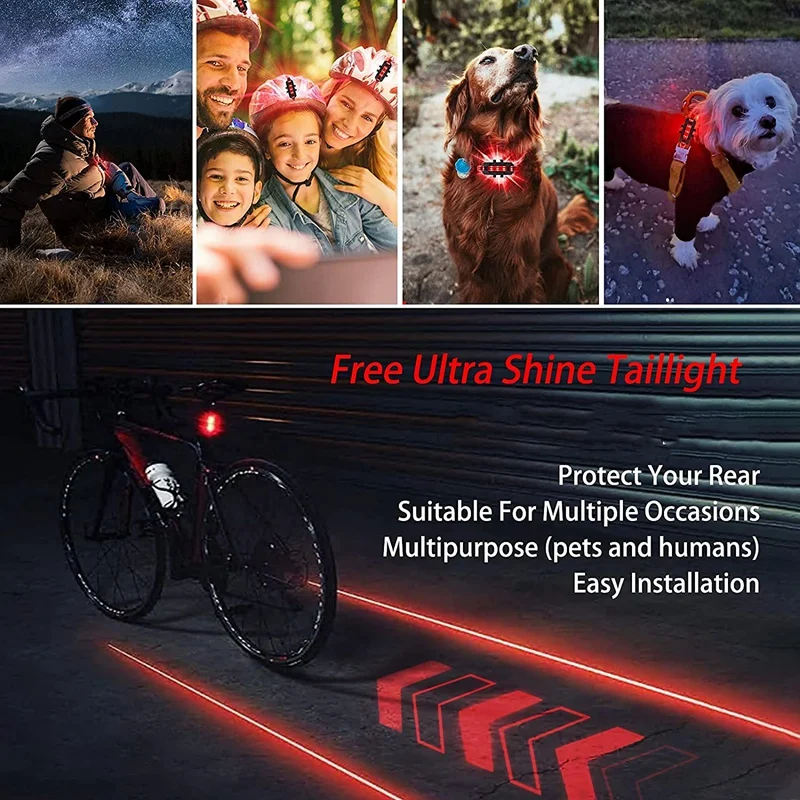 

5000 Lumen Super Bright 5+5 LED Set Rechargeable Bike Lights Front and Back, 5 Modes Bicycle Headlight&Taillight