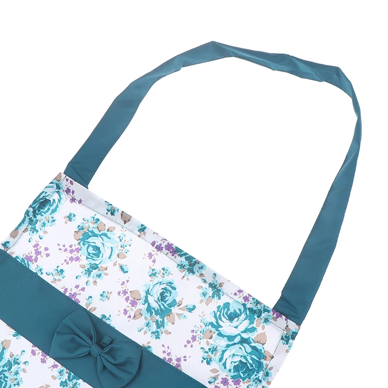 

Women Floral Bowknot Waterproof Kitchen Restaurant Cooking Pocket Dress Apron