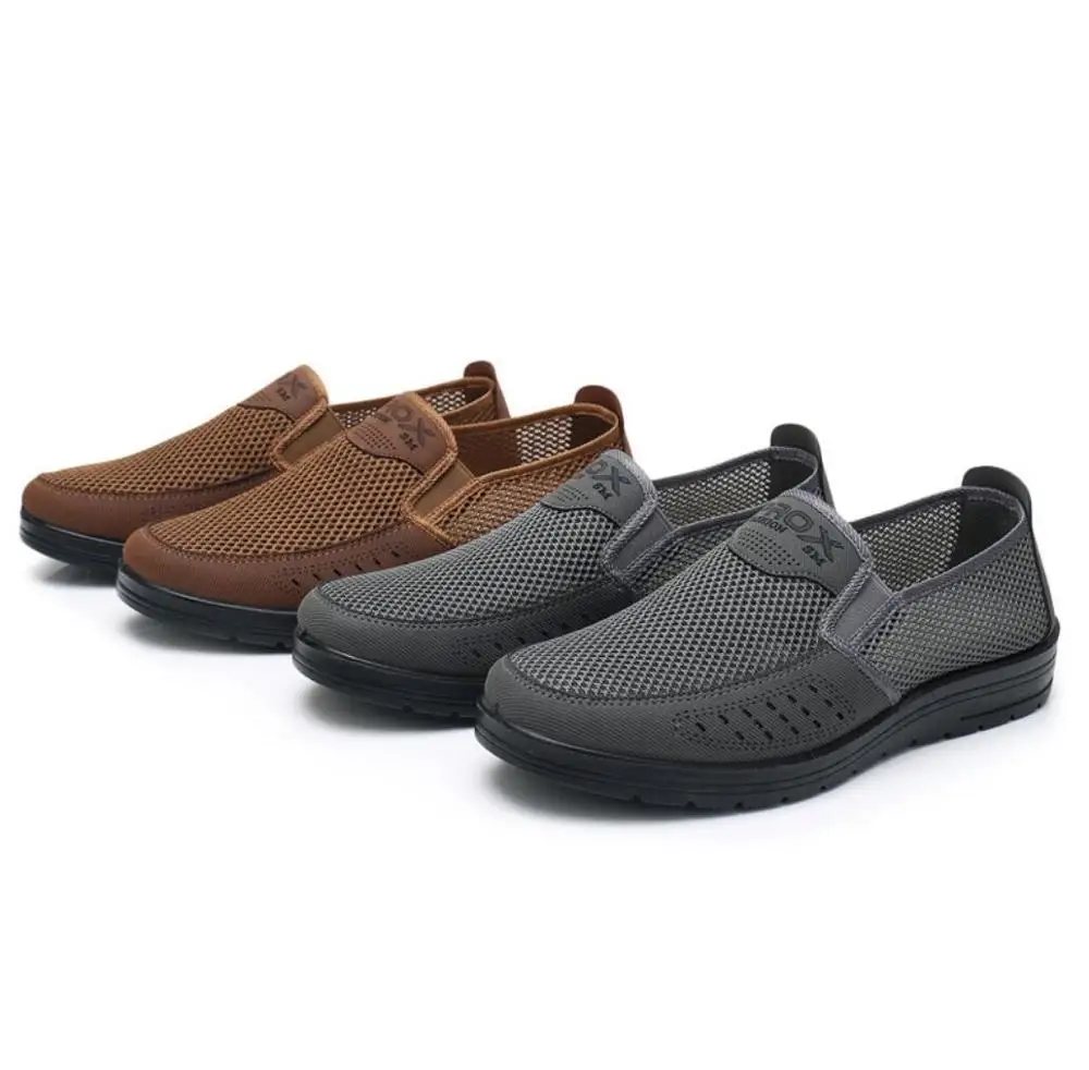 Сетчатые мужские туфли удобная легкая обувь на плоской подошве для прогулок