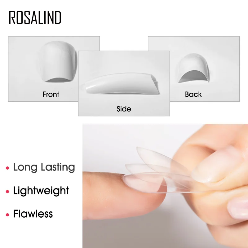 ROSALIND 240/120 Pcs False Nail With Clear Natural French Nails Art for Tips UV Gel Ultra Flexible ABS Fake Nail Manicure Tool