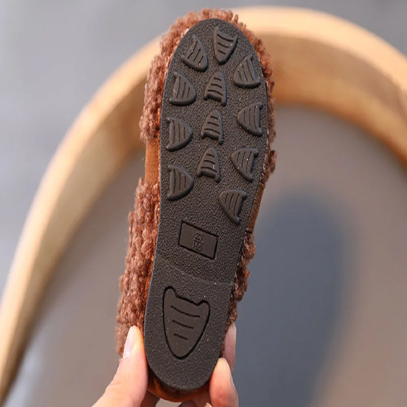 

Winter Autumn Children Casual Shoes Plush Fur Shoes New Fashion Warm for Kids Girls Boys Patchwork Flat Anti-Slippery Size 21-30