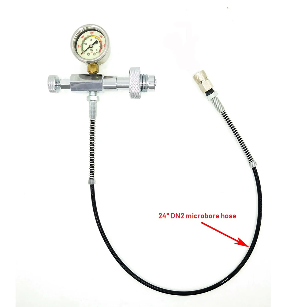 Пейнтбол PCP заполняющая станция 300 бар/4500psi Din наполнение зарядки адаптер с 2" /36" DN2 микроотверстие шланг - Цвет: with 24 inch hose
