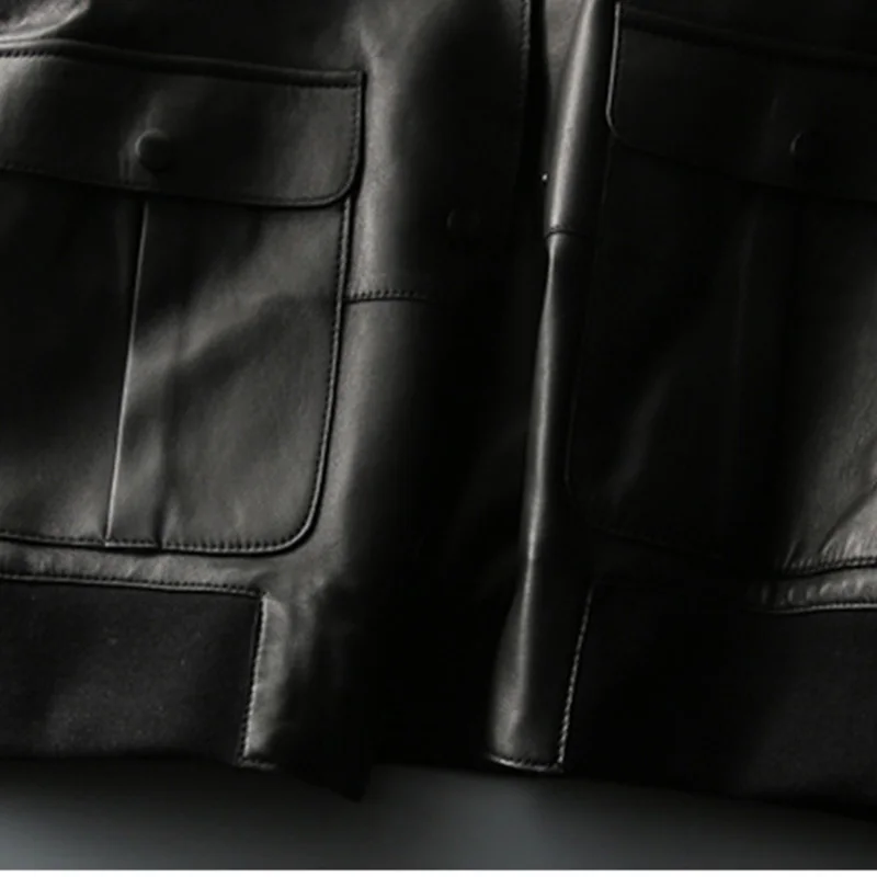 

Women's Winter Sheepskin Coat Short Soft Genuine Sheepskin Jacket Slim Moto Bike Bomber Wool Leather Fashion Female 2020 Outwear