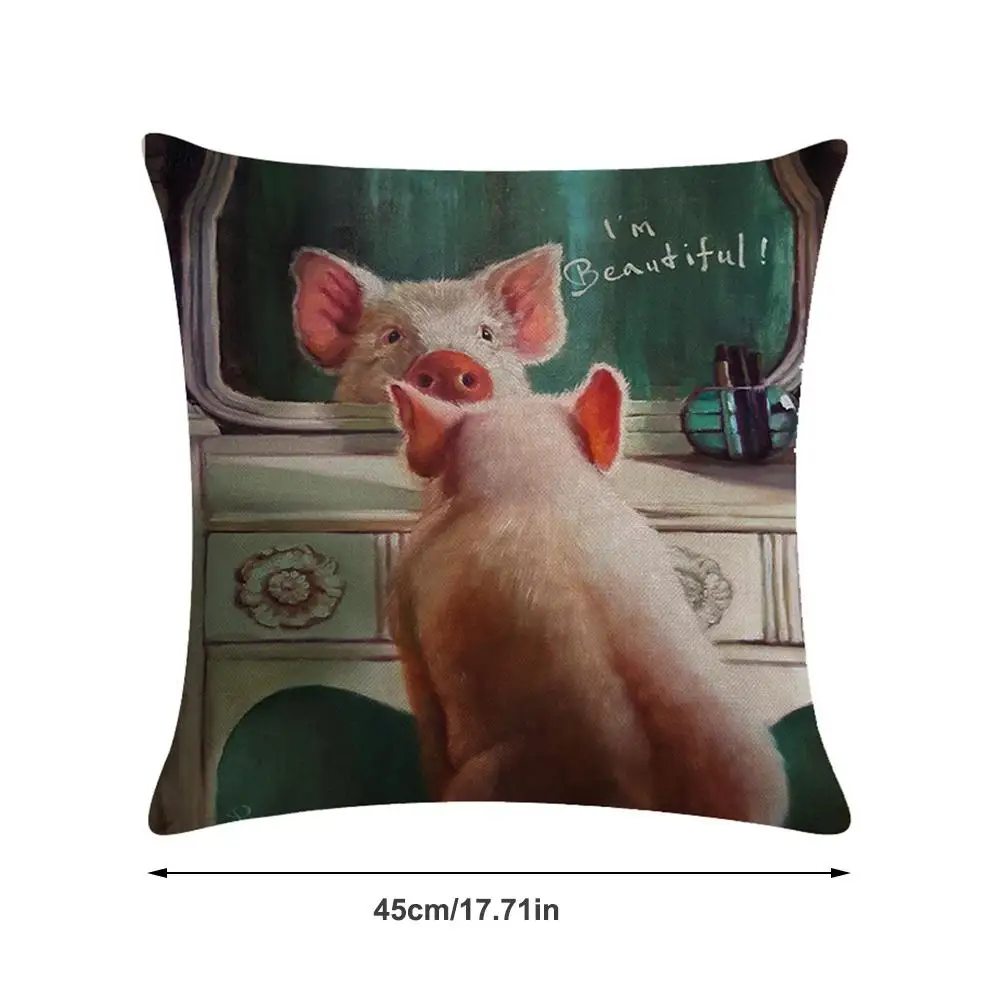 45*45 см картина маслом свинья Красивая серия льняная обнимающая наволочка для