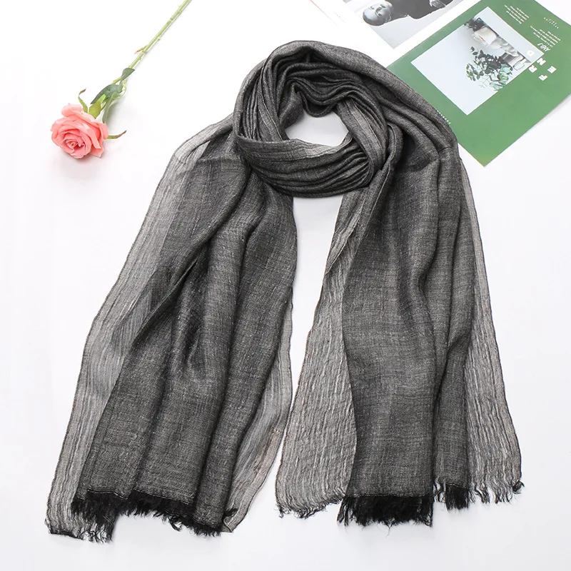 

Big Size Black Vintage Cotton Linen Men's Scarf Summer Women's Poncho Autumn Hijab Female Scarves Shawl Stole Men's Bandana