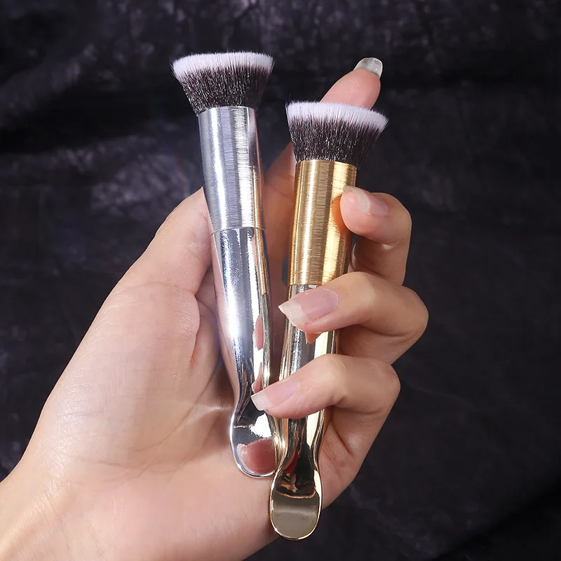 

XiXi 1Piece Makeup Brush Liquid Foundation Face Contour Cream Powder Blusher Face Syntheic Hair Brush Soft Touch Gold Silvery
