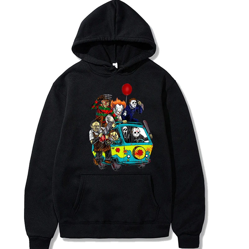 

Funny Halloween Hoodie Movie Horror Friends Print Hoodie Halloween Graphics Streetwear Loose Pullover Hip Hop Sweatshirt Unisex
