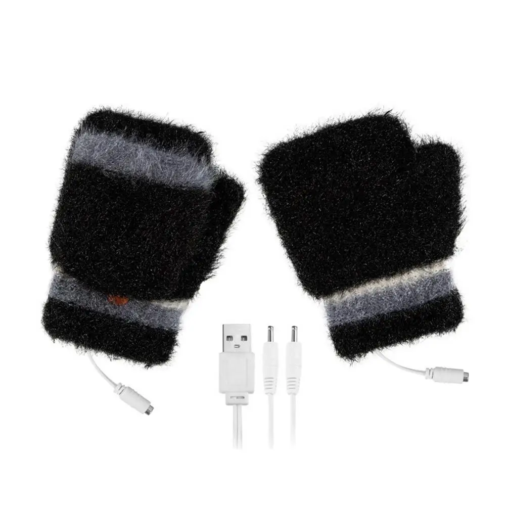 

5V Usb Electric Heated Gloves Thermal Mitten Half-finger With Full-finger Cover Heating Gloves Touch Screen Gloves For Cycling