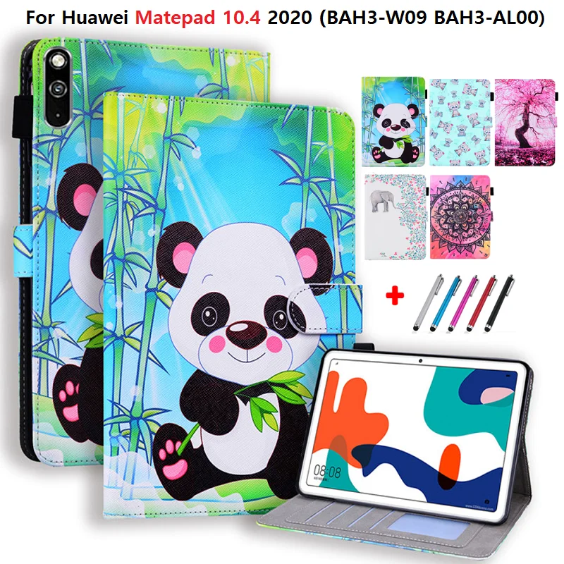 Для Huawei MatePad 10 4 чехол BAH3-W09 AL00 слон панда окрашенные с подставкой из искусственной