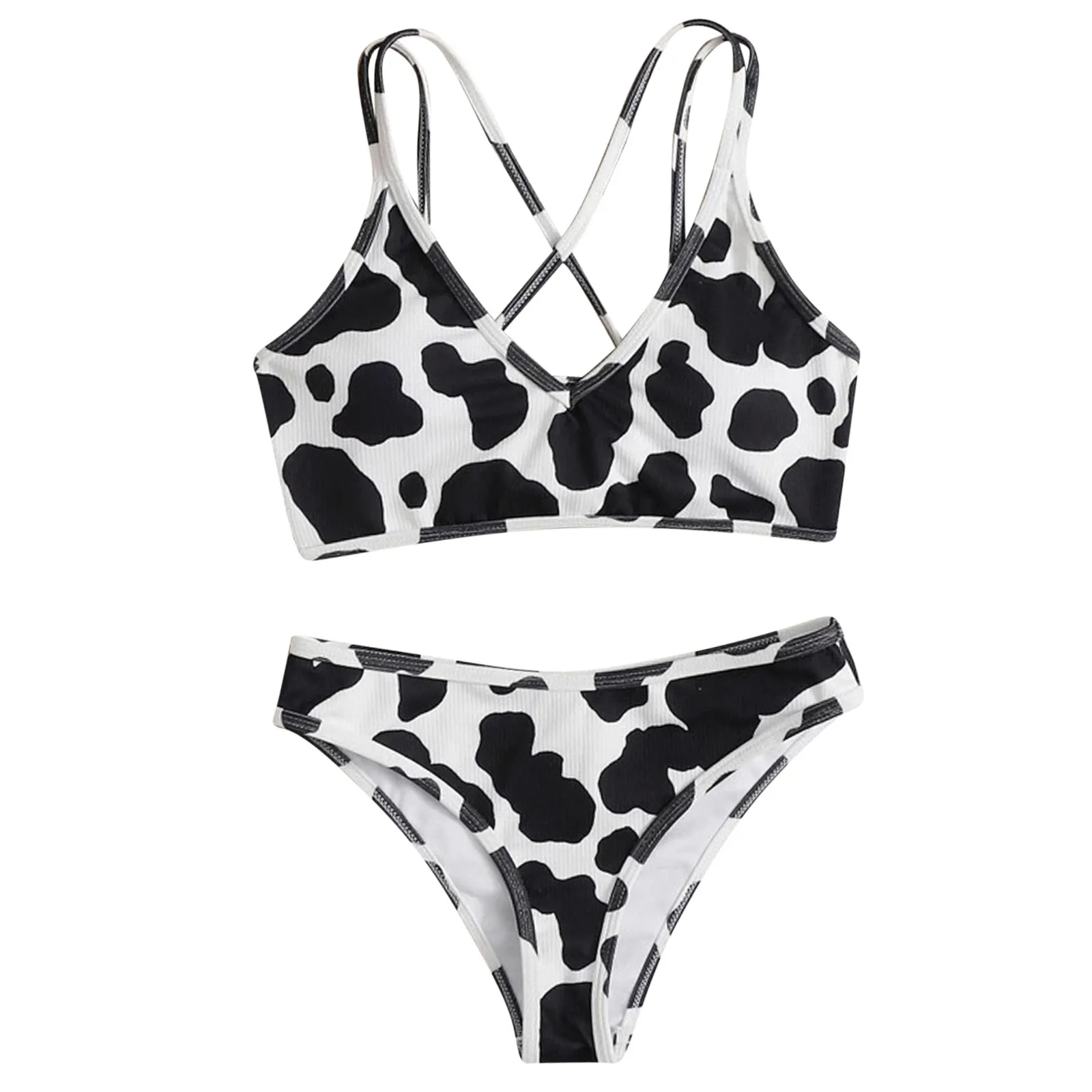 

Sexy Bikini Mujer 2021 New Cow Print Swimsuit Women Two Pieces Push Up Biquini Brazilian Swimming Suit For Women Beach Swimwear