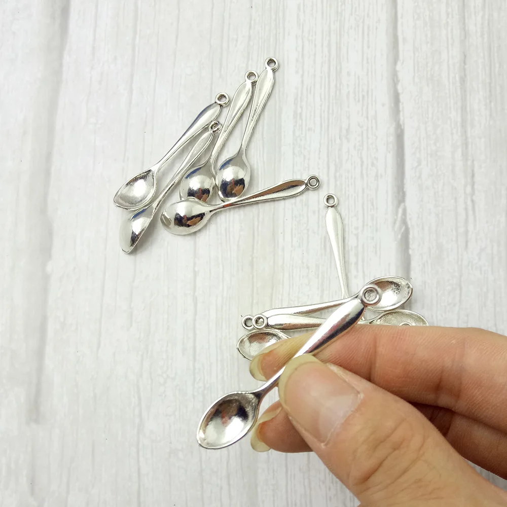 10 шт. серебряные подвески в виде ложки 11 х55 мм | Украшения и аксессуары