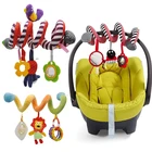 Детские подвесные погремушки, мобильные Мультяшные игрушки для детской коляски, спиральные плюшевые пищалки для младенцев, ручные колокольчики, соска-игрушка, погремушки для малышей