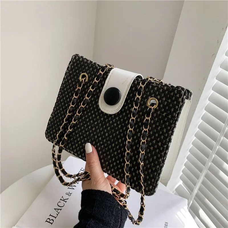 

Женская сумка через плечо, сумочка, кошелек, сумка на плечо, женская дизайнерская соломенная плетеная Сумка из искусственной кожи на цепочк...