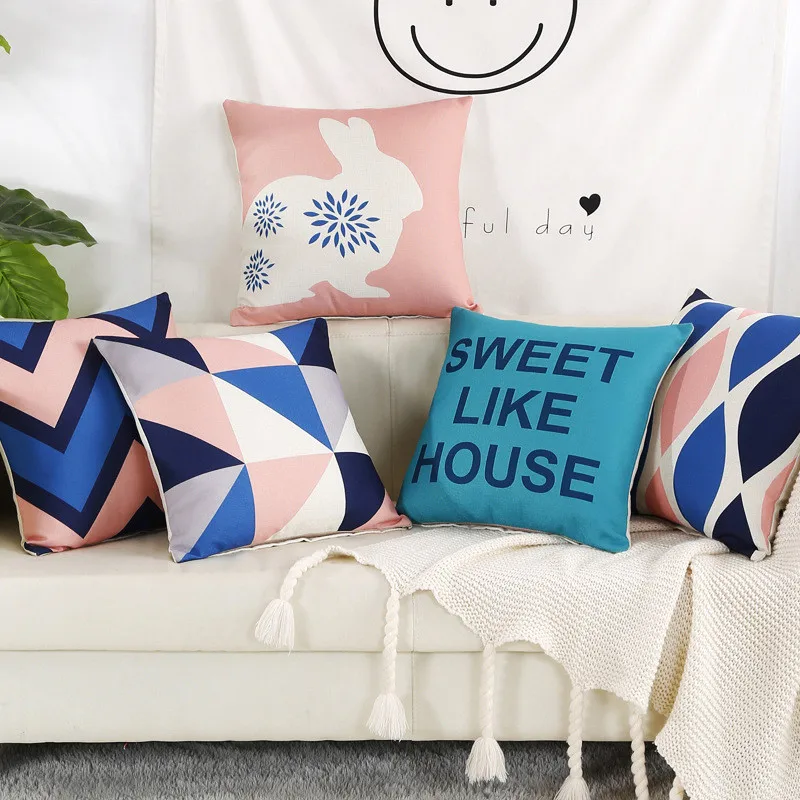 Nordic Стиль Подушка Чехол Шикарный Розовый геометрический чехол для подушки офис