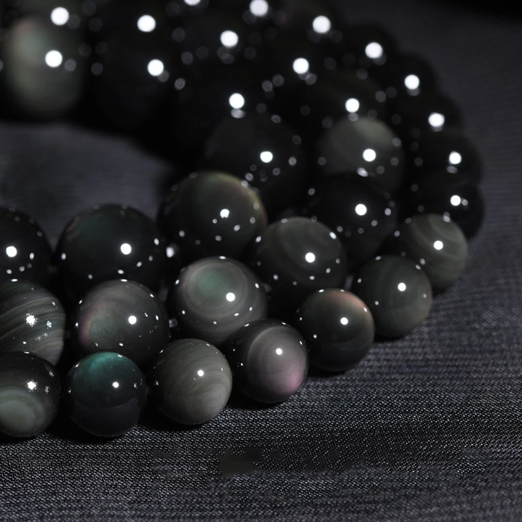 Круглые Бусины Из Натурального обсидиана 4-12 мм для изготовления ювелирных