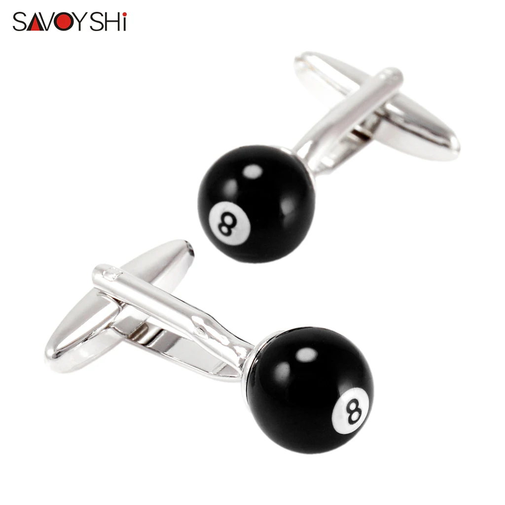 

SAVOYSHI Black 8 Billiards Cufflinks for Mens Shirt Cuffs Accessories Fashion Ball Shape Cuff links Party Gift Free Custom Name