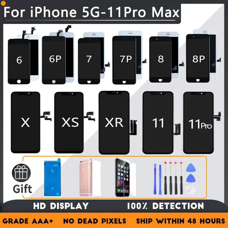 

For iPhone 6 7 8 6S Plus 5 5C 5S SE LCD screen Replacement For iPhone X XR XS Max 11 Pro MAX OLED Touch Display assembly