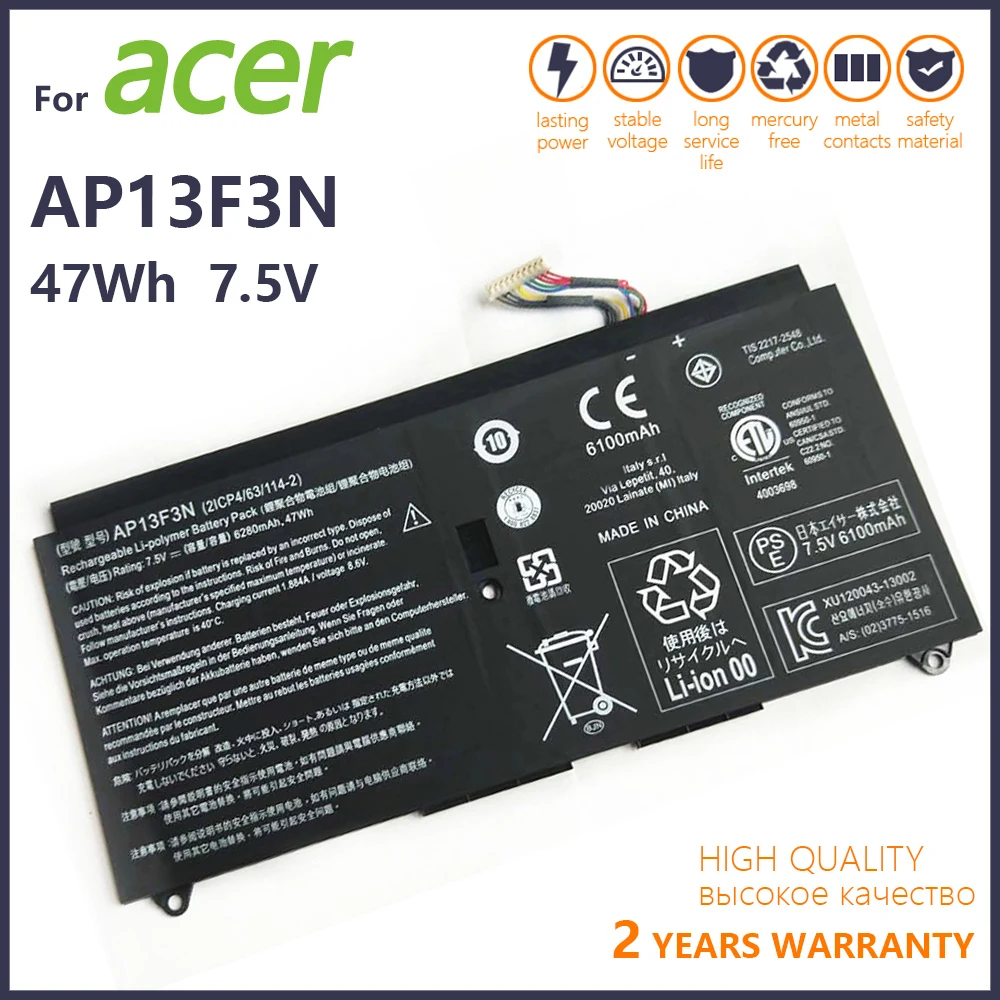 

Genuine new AP13F3N Laptop Battery For ACER Aspire S7-392 S7-392-9890 Battery 7.5V AP13F3N 2ICP4/63/114-2 47Wh batteria