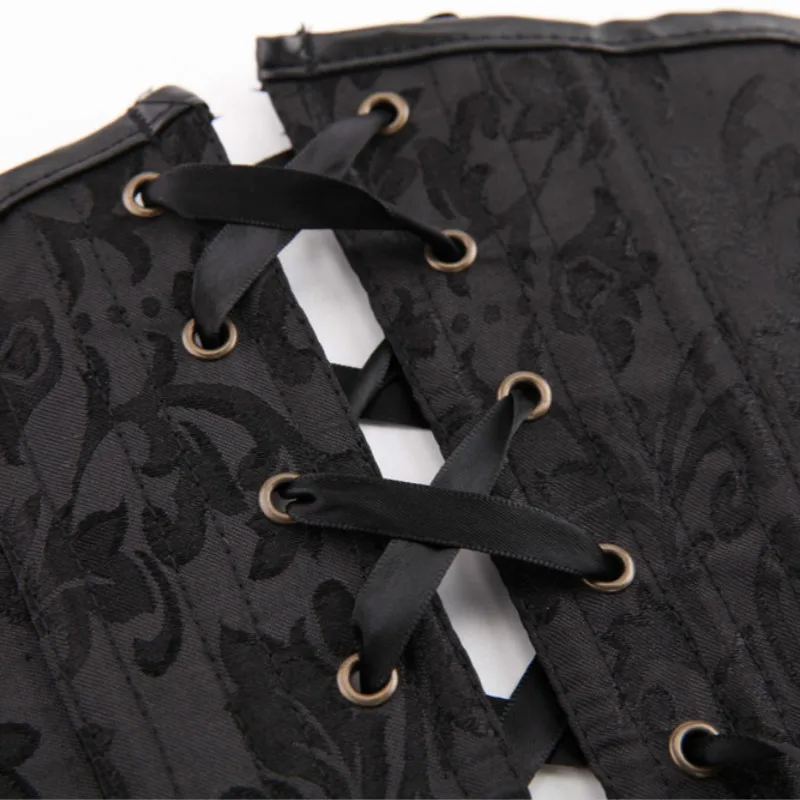 Черный/коричневый Готический корсет Overbust стимпанк костюмы для женщин с пряжкой и