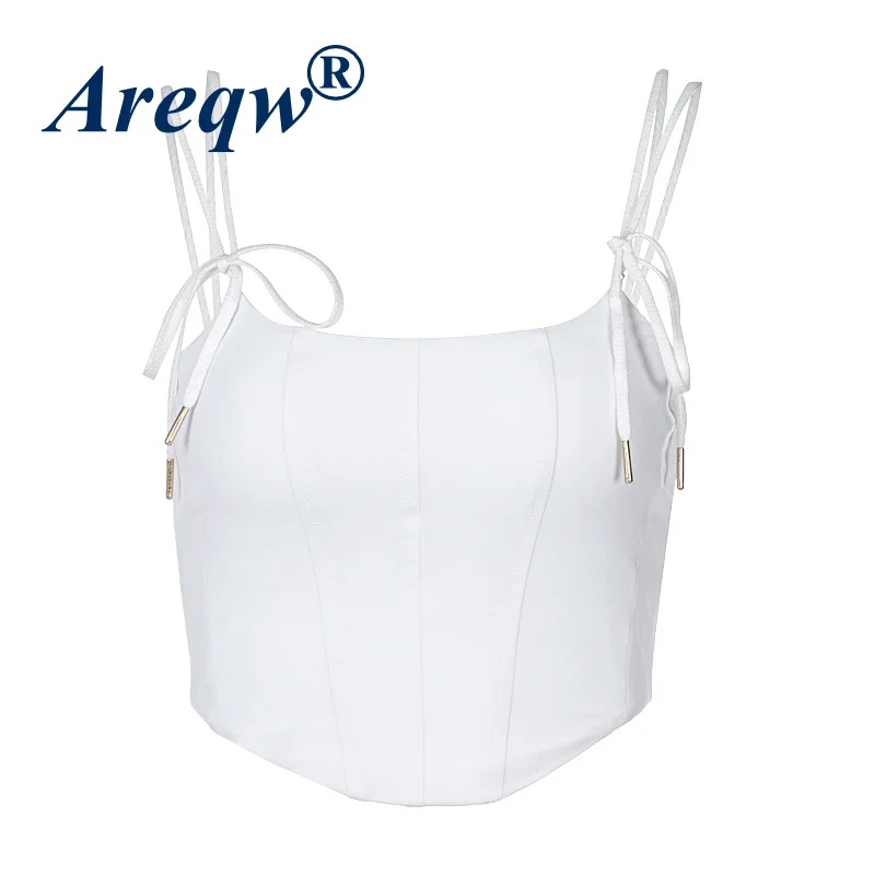 

2021 Summer Women's New Lace-up Sling Slim Sexy Navel Solid Color Bottoming Vest