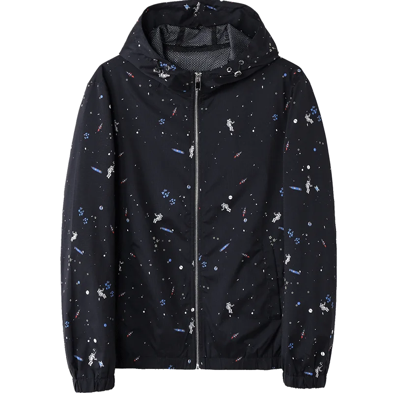 

LKSD 2021 spring new men's jacket fashion hooded fashion spot pattern coat trendy men's jacket T01070085