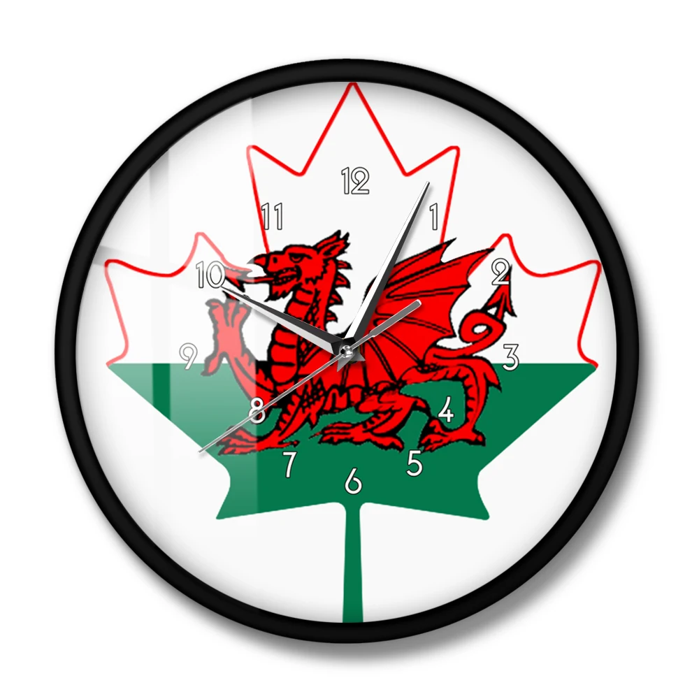 Настенные часы с флагом Уэльса шикарные украшения красным драконом на белом