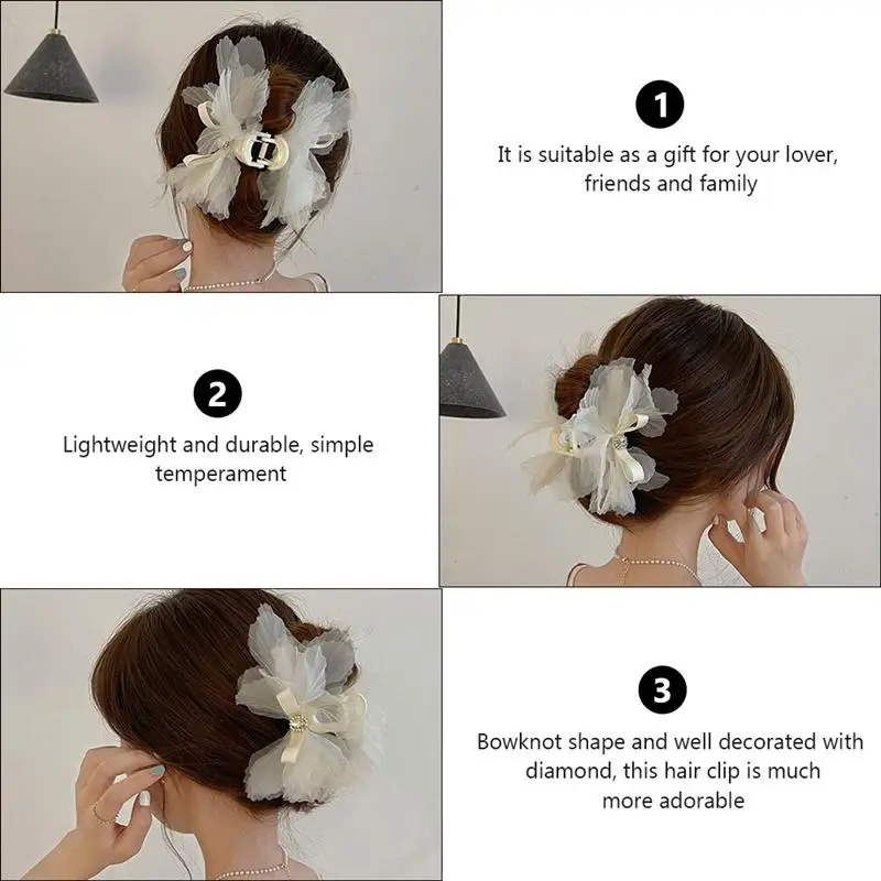 

1pc Diamond Bowknot Claw Hairpin Party Performance Hair Accessory Hairpin