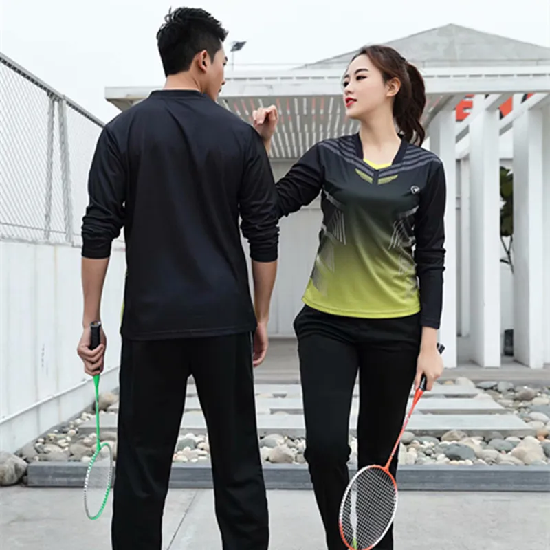 High Quality Women& Men Long Sleeve Tennis Shirts Pants Tracksuits Autumn Badminton Set Table Tennis Uniform Sports Kit Custom
