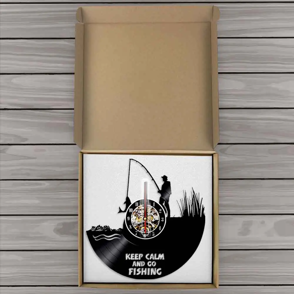 Настенные часы Keep Calm And Go для рыбалки настенные ручной работы в стиле ретро с