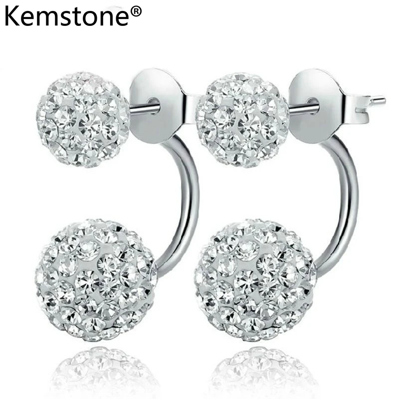 

Kemstone Elegant Copper Silver Plated Cubic Zirconia Stud Earrings Jewelry Gift for Women