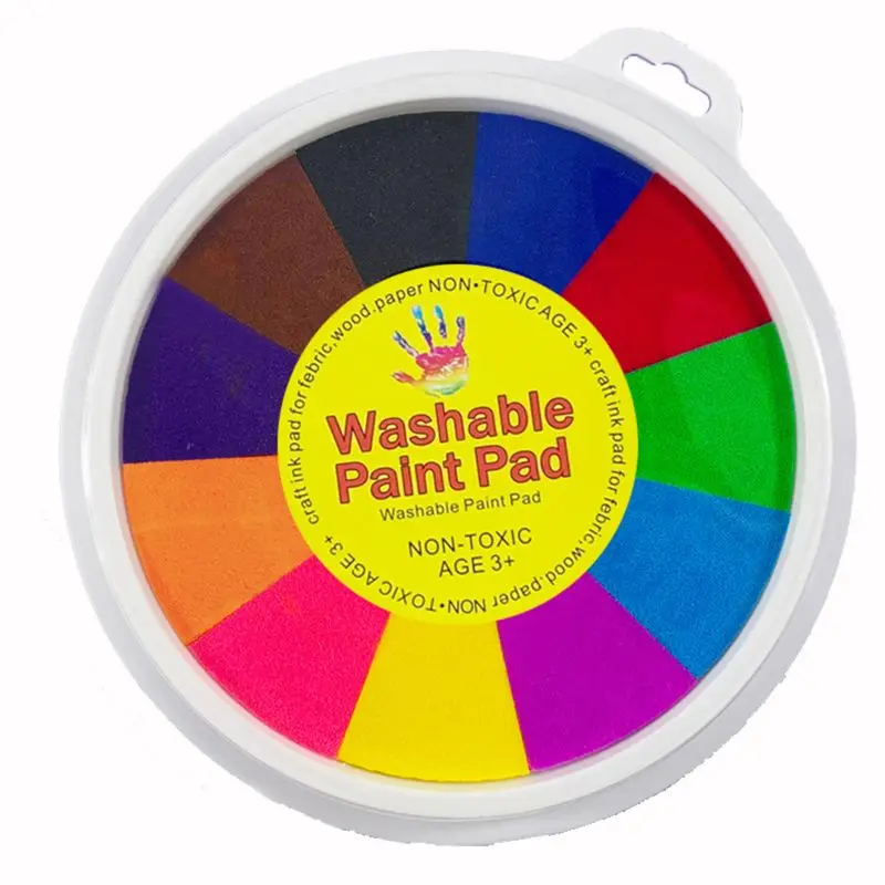 

97BC 24cm Funny 24 Colors Ink Pad Stamp DIY Finger Painting Craft Cardmaking For Kids Montessori Drawing 0-12 Months Baby Toy