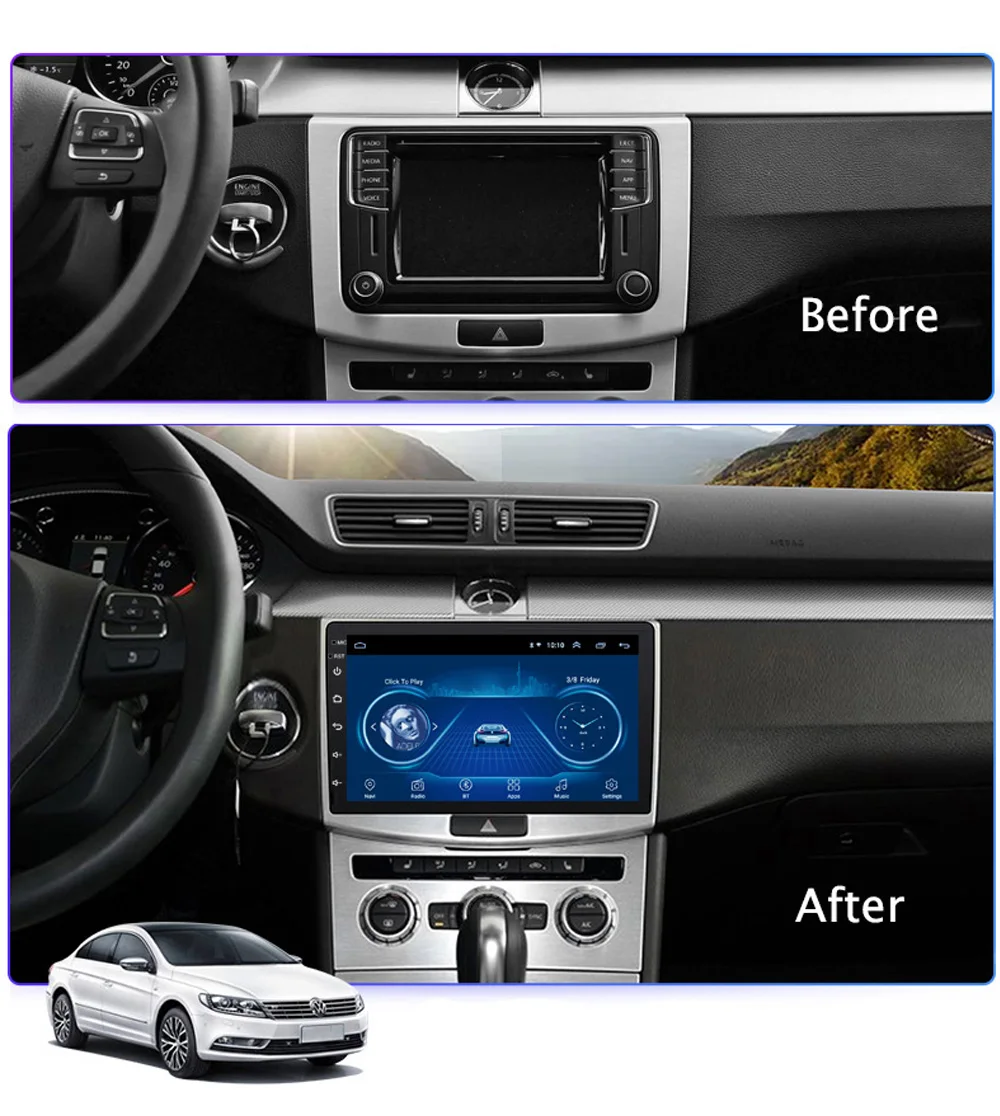 HFCYJIA 10," Автомобильный магнитофон для Volkswagen Passat CC B6 B7 Android 8,0 система gps Navi приемник Google wifi BT SWC RDS радио