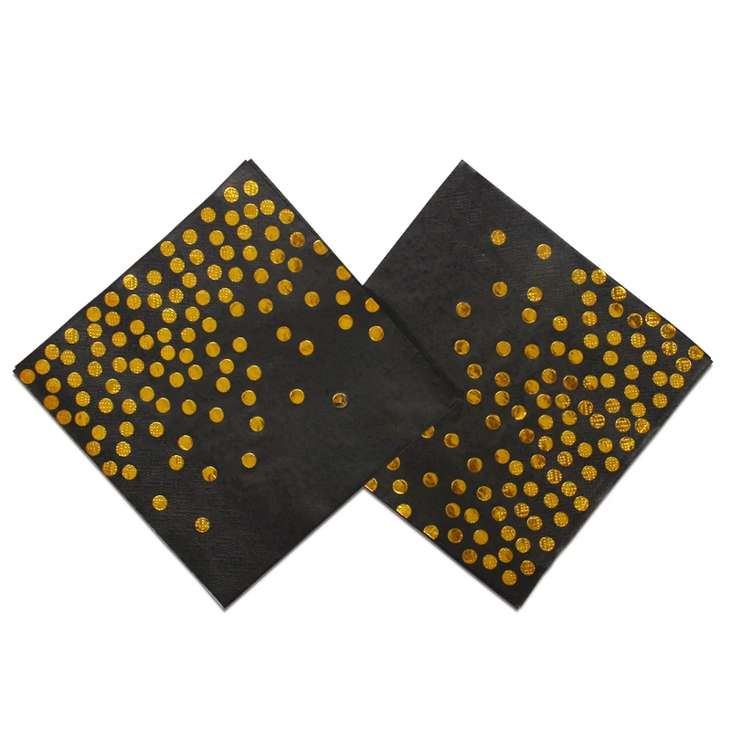 Napkins 20pcs Золотая фольга черная одноразовая посуда бумажные стаканы для вечеринки бумажные полотенца для дня рождения, вечеринки, дня рождения, свадьбы, украшения для детей - Цвет: Napkins 20pcs