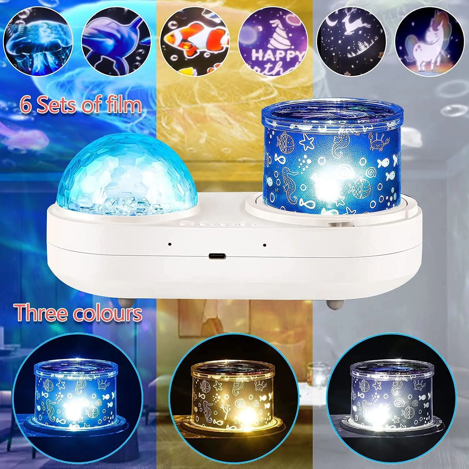 

LED Projector Night Ligh Ocean Wave Galaxy Projector Star Light for Bedroom with Music Speaker Stereo Skylight Night Light