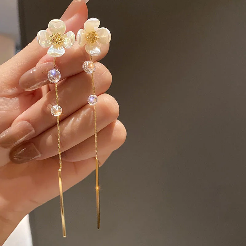 Женские длинные серьги-подвески в виде ракушек и цветов модные висячие серьги с