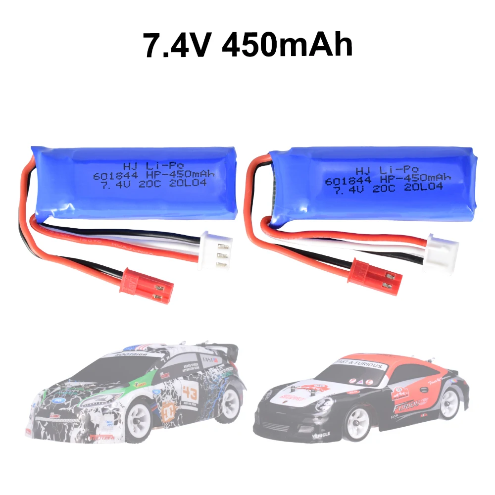 

2 шт., WLtoys K969 Аккумулятор 7,4 в 450 мАч для K969 K979 K989 K999 P929 P939 Запчасти для радиоуправляемых автомобилей