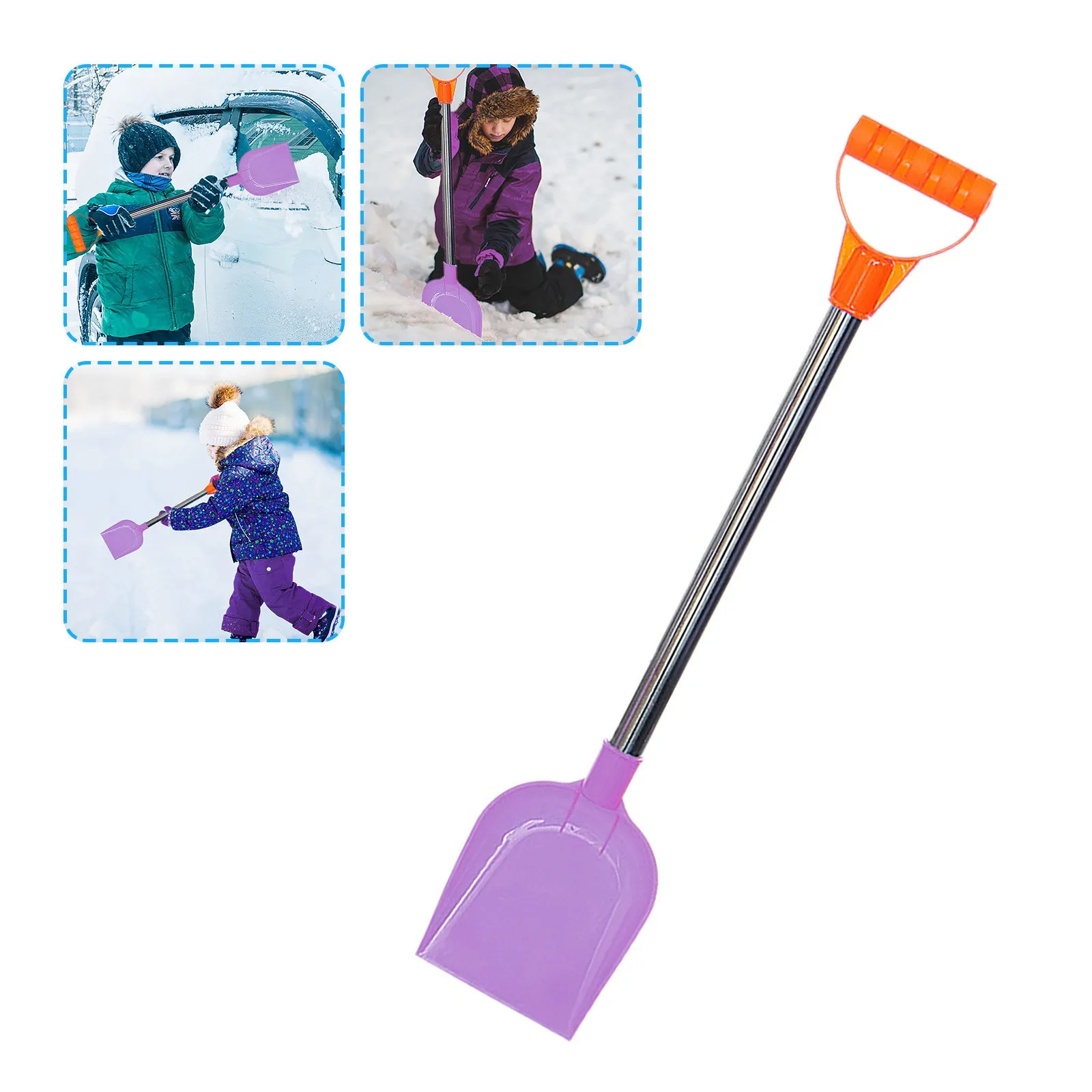 

Children's Snow Shovel Children Beach Shovel With Stainless Steel Handle Baby Summer Garden Digging Sand Tool Parent-child Gift