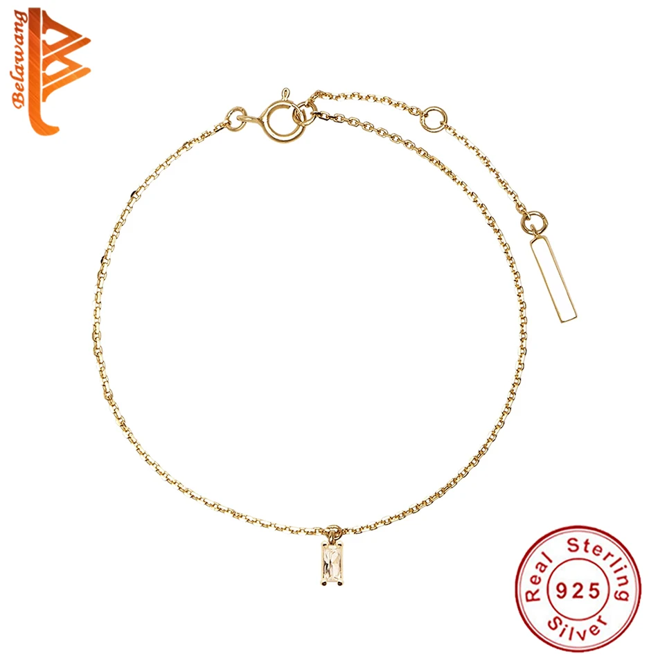 

BELAWANG 18K Gold Plated Adjustable Chain 925 Sterling Silver Crystal Charming Bracelet for Women Fashion Temperament Jewelry