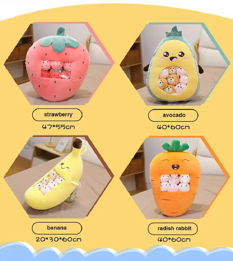

A Plushie Bag Pudding Toys Mini Animals Balls Doll Pig Sakura Bunny Penguin Hamster Fruits Banana Strawberry Candy Bag for Nap