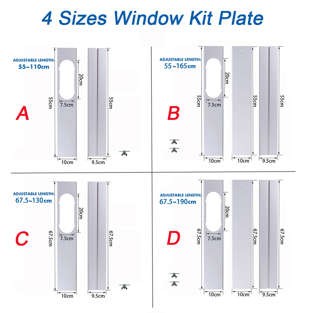 

Portable Adjustable Window Sealing Plate Kit Slide Plate Wind Shield Adaptor Tube Connector Exhaust Hose Air Conditioner Fitting