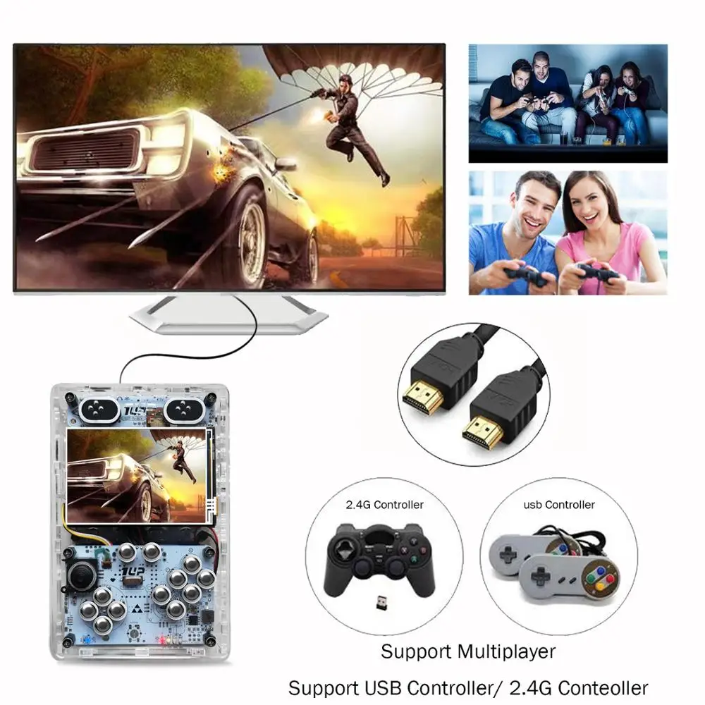 

3.5 Inch Screen Video Game Consoles 64GB HDMI Output Raspberry Pi 3 B+ Handheld Retro Game Player Pi- Boy Built-in 10000 games