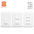 Настенный выключатель Benexmart Tuya Zigbee US AU, умный выключатель света, с приложением на 1, 2, 3 клавиши, нейтральный, с дополнительным физическим управлением