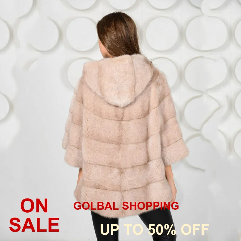 Женская длинная норковая шуба с капюшоном TOPFUR роскошная зимняя из цельного