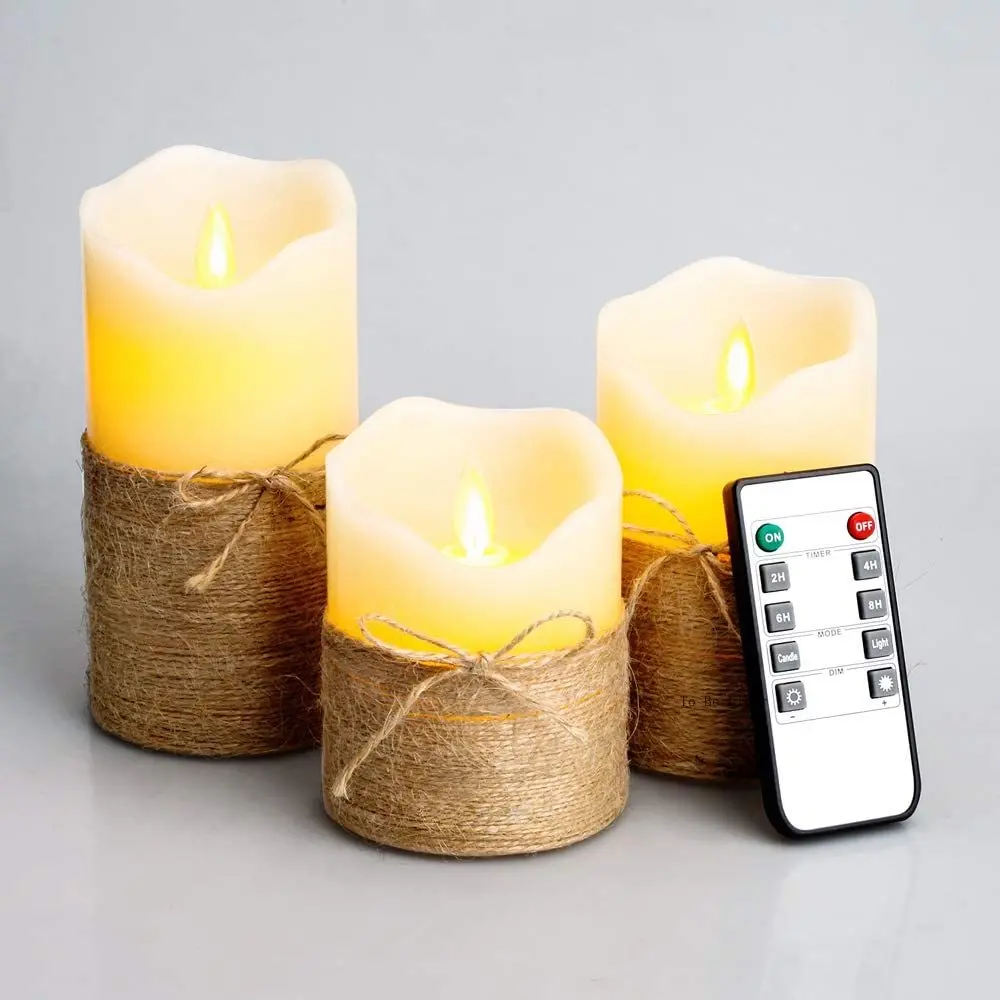 

Flickering Flameless Candles Set of 3,Battery Operated Electric Pillar Real Wax Led Candles with Timer and Remote Control