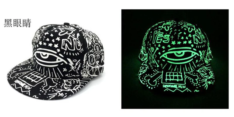 Модная новинка светящаяся Кепка с граффити глазами в стиле хип хоп головные