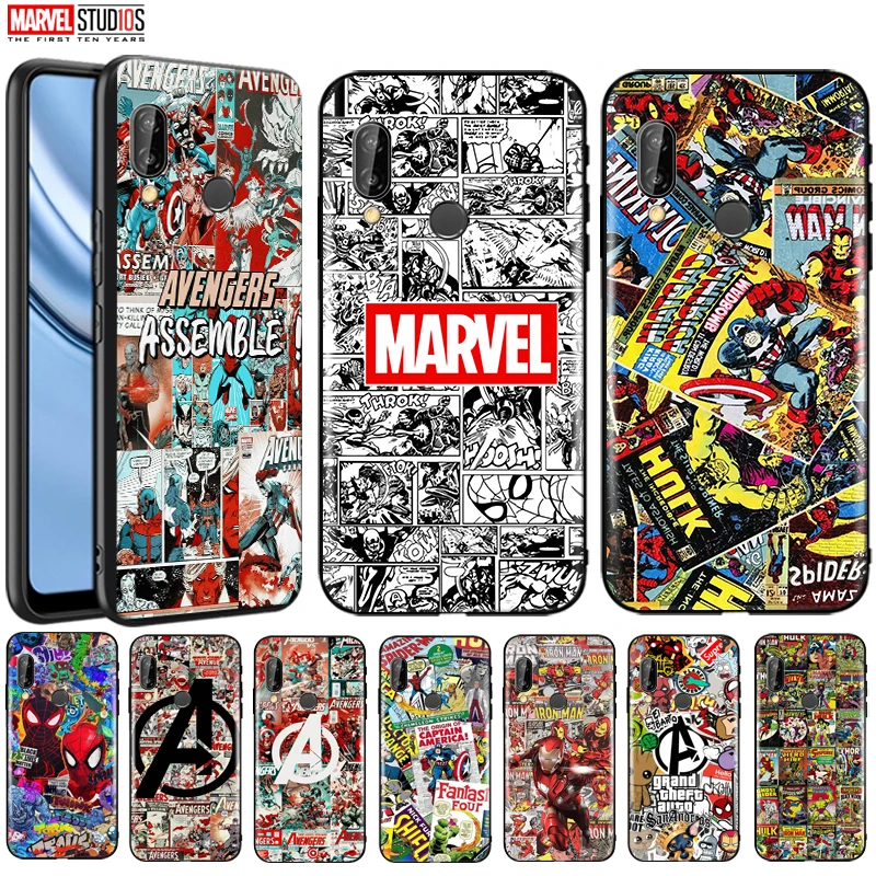 

Phone Case For Huawei P20 Pro P20 Lite Funda Cover Marvel Avengers Iron Man SpiderMan Hulk Venom Captain America Thor Deadpool