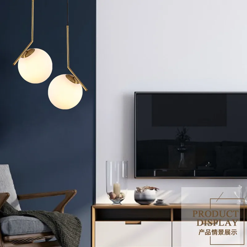 Modern LED Danish Nordic Round glass Ball Pendant Lights E27 lamp Hang light Fixture for Living Room Bedroom Dining | Лампы и