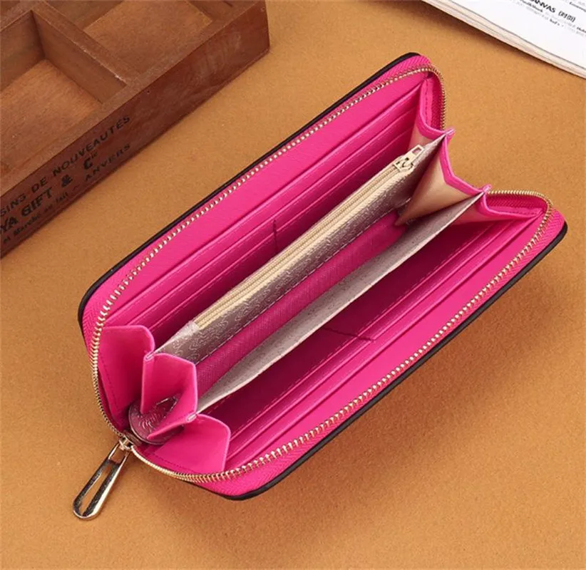 

Hot Sale Wholesale Fashion Ladies Single Zipper Cheap Wallets Women PU Leather Designer Wallet Ladies Long Purse With Gift Bag